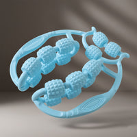Double wheel muscle massager shown on white background