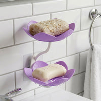 Close up view of the double layer soap dish showing its effective drainage system.