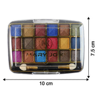 Compact size of 18-color shimmer eyeshadow palette ideal for travel