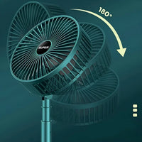 Angle view of foldable mini USB desk fan highlighting foldable hinge