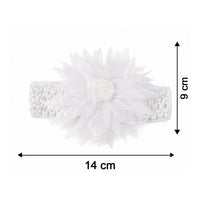 Multiple images of soft floral baby headbands highlighting design and fit
