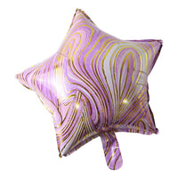 Side view of shiny star marble foil balloon
