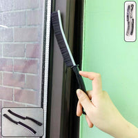 Two-piece corner cleaning brush set with long handles and stiff bristles