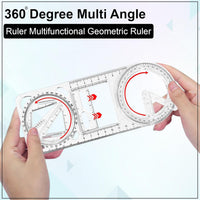Complete geometry drawing tool set featuring circle maker and protractor