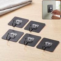 Self adhesive wall hooks, strong transparent sticky hooks for home (5 pcs set)