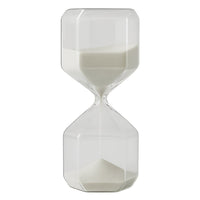 Elegant geometric glass hourglass sand timer ideal for study, yoga, and meditation