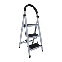 Sturdy steel 3 step ladder that folds flat for easy storage