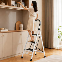 Folding step ladder with padded handle for kitchen and home