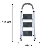 Portable 3 step stool ladder with wide anti slip steps