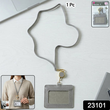 Office ID badge holder with lanyard and retractable reel for easy access