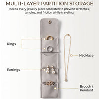 Multi pocket jewellery roll organizer for accessories on the go
