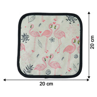 Printed heat resistant pot holder mat with size guide illustration