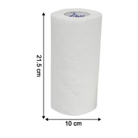 Dimensions of kitchen roll showing 18 cm by 18 cm sheet size