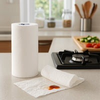 Soft and durable Freshee kitchen paper towel roll demonstrating absorbency