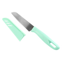 Kitchen knife with sharp stainless steel blade and soft grip ergonomic handle