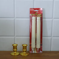 Set of LED flameless taper candles providing safe and reusable ambient lighting
