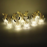 Decorative flameless cactus candle with LED light inside transparent holder