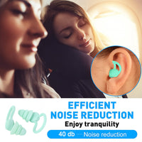 Premium silicone earplugs with layered noise reduction technology.