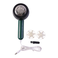 Rechargeable fabric defuzzer with ergonomic design and cleaning brush