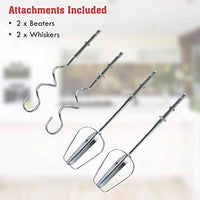 Close-up of the durable stainless steel beaters for the hand mixer.