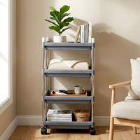 Movable 4-layer storage cart featuring a sturdy stainless steel frame for home organization.