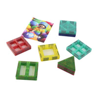 Magneto blocks construction set with transparent colorful magnetic tiles