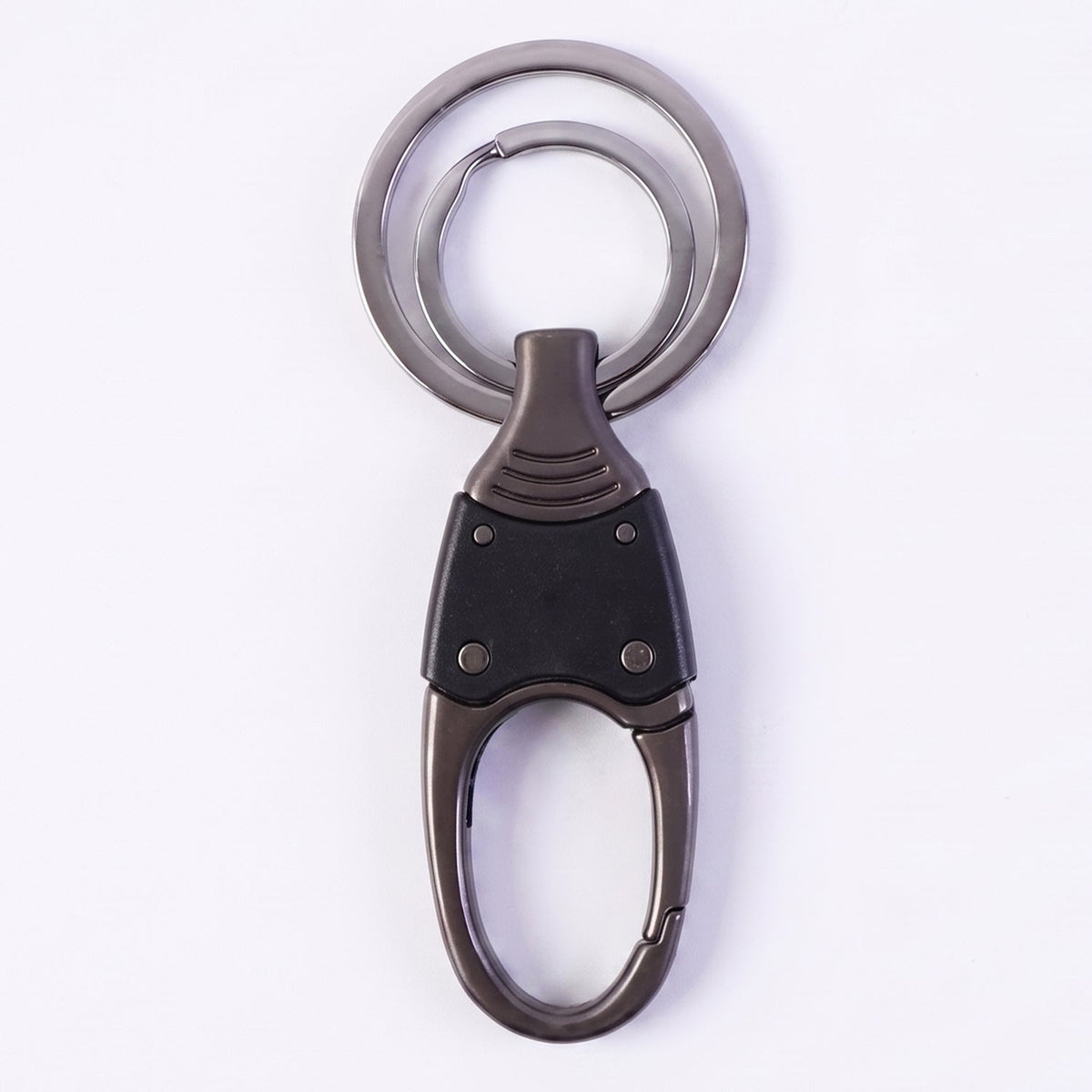 Dual ring metal key holder holding multiple keys securely