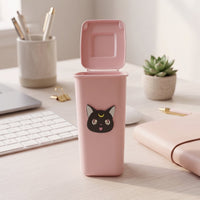 Desk decor pen stand with trash can shape