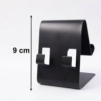 Fully collapsed black foldable metal mobile stand
