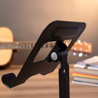 Metal phone stand showing adjustable angle