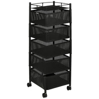 Black metal kitchen organizer trolley perfect for pantry and bathroom storage