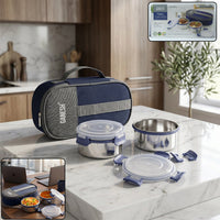 Ganesh Neo Twin 400 lunch box set with insulated carry bag