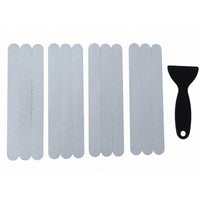 Close-up of textured grip surface on clear bathroom safety strips