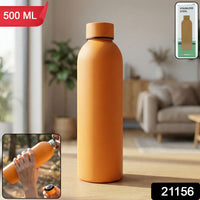 Stainless steel orange water bottle with insulated double-wall design