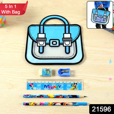 Cartoon style carry bag featured in kids stationery set