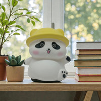 Cute hatted panda bedside night light for kids rooms and nurseries