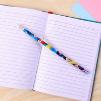 Colorful cartoon pencil set showing smooth graphite core pencils with erasers