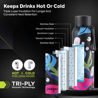 Lightweight stainless steel bottle with print design