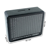 Coin and note deposit slot of reusable savings tracker money box