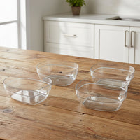 Clear crystal bowls suitable for kitchen storage and serving