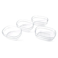 Clear plastic bowls stacked, showcasing durable serving bowl set