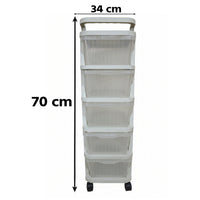 Portable plastic drawer organizer with wheels for clothes and toys