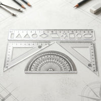 Student use plastic geometry rulers in classroom setting