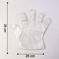 Size label of disposable clear plastic gloves pack