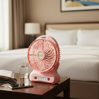 Portable desk fan shown with USB connection cable