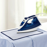 Hand holding transparent heat-resistant ironing mesh press cloth