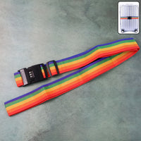 Vibrant Rainbow Luggage Strap with a 3-digit combination lock for secure travel.