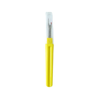 Embroidery seam ripper tool featuring a safety cap for safe handling.