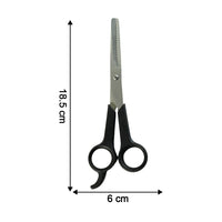 Hair thinning scissors displaying ergonomic finger rest for comfort