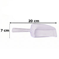 Clear plastic utility scoops for baking and bulk storage